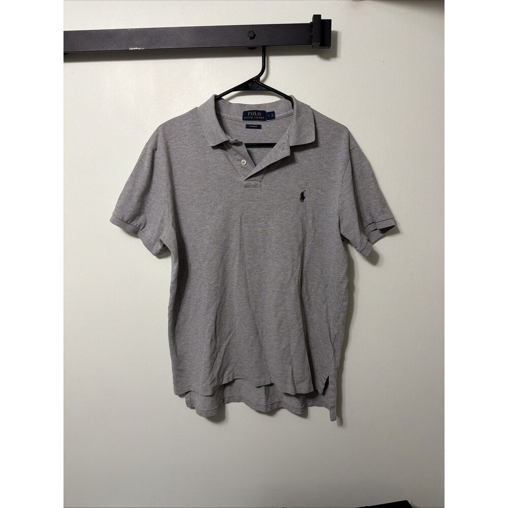 Polo Ralph Lauren Heather Grey Polo Shirt custom fit large 100% cotton mens